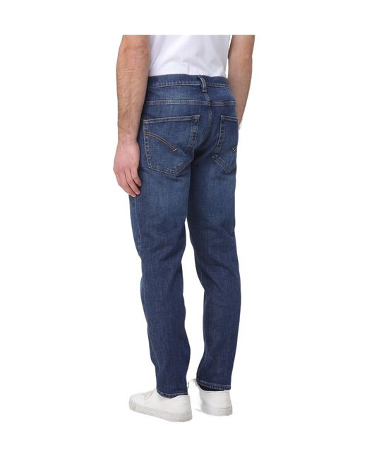 Dondup Blue Brighton Logo Detailed Carrot Jeans for men