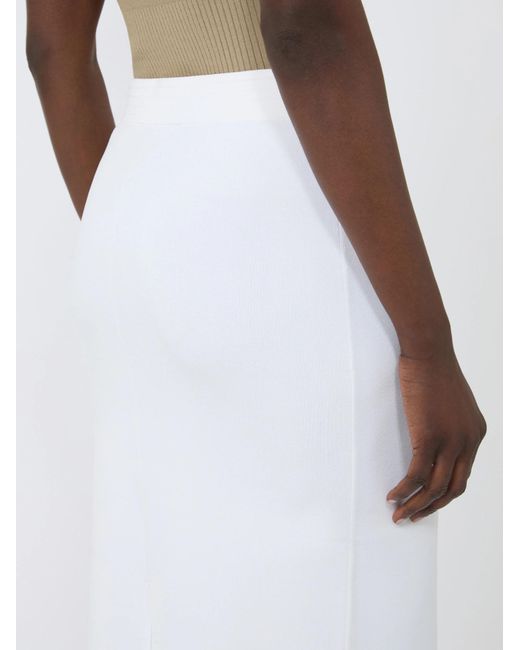 Max Mara White Slit Midi Skirt