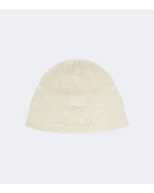 Magda Butrym White Crochet Cotton Beanie