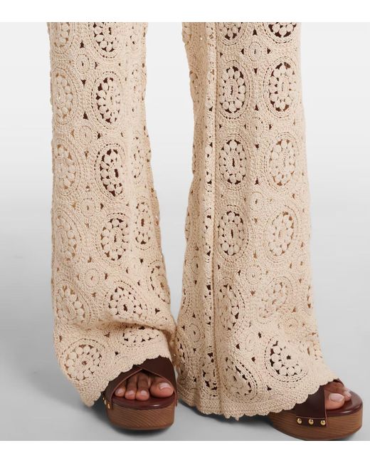 FRAME Natural Crocheted Trousers