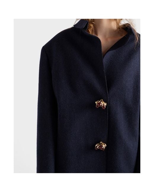 Prada Blue Shetland Wool Jacket With Jewel Buttons