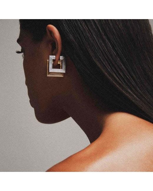 Ivi White Geometric Mini Hoop Earrings