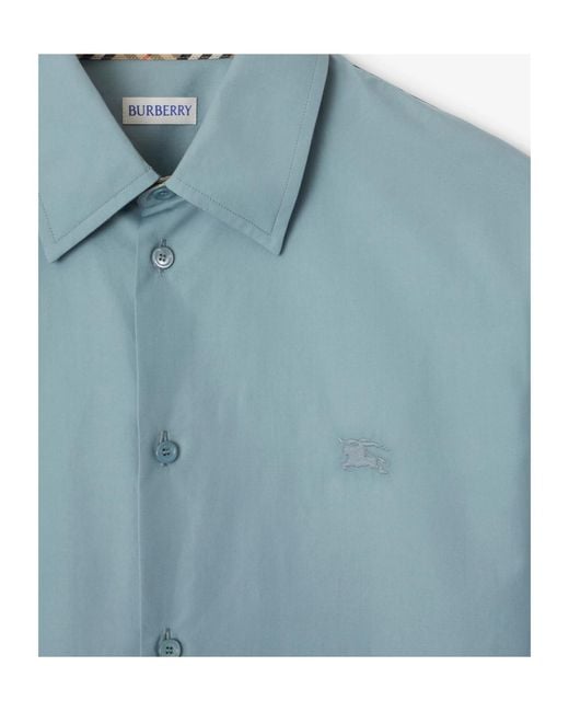 Burberry Blue Slim Fit Cotton Poplin Shirt for men