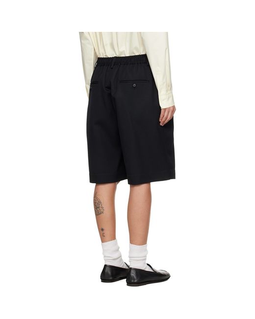 Ssstein Black Pleated Wide-Leg Shorts