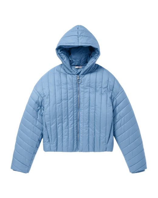 1989 STUDIO Blue Quilted Hooded Coat for men
