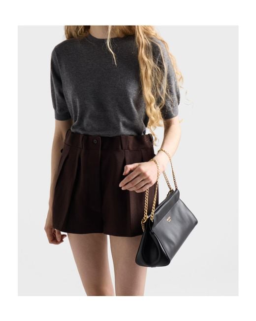 Prada Brown Chevron Pleated Shorts