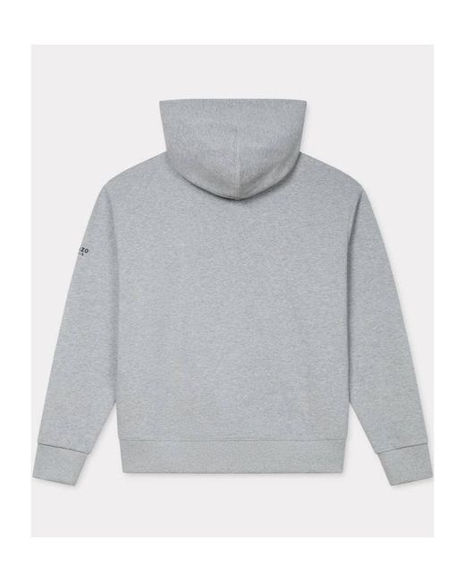 KENZO Gray Boke Flower Embroidered Zipped Hoodie for men
