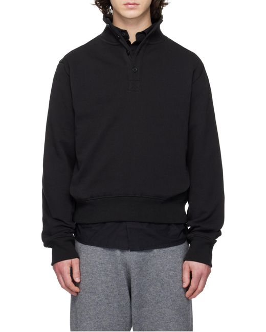 Entire studios Black High-Neck Buttoned Sweatshirt for men
