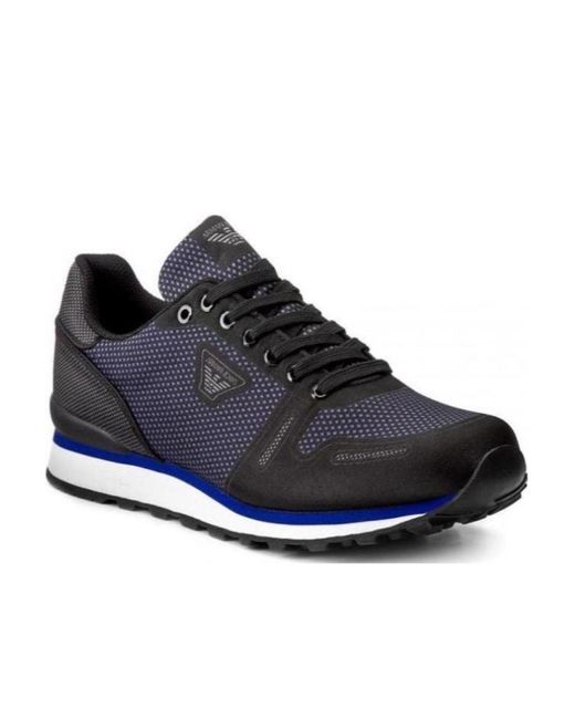 Armani Jeans Black Stitching Lace-Up Casual Sneakers for men