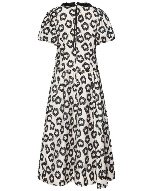 Ulla Johnson White Border Embellishment Pleated Embroidery Jacquard Dress