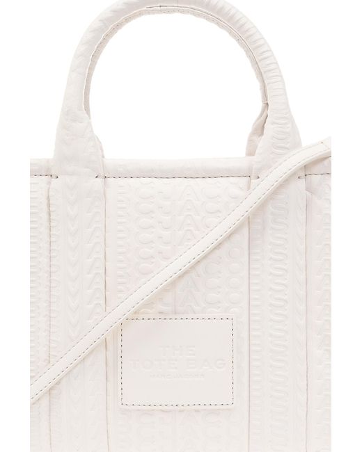 Marc Jacobs White Monogram Debossed Small Tote Bag