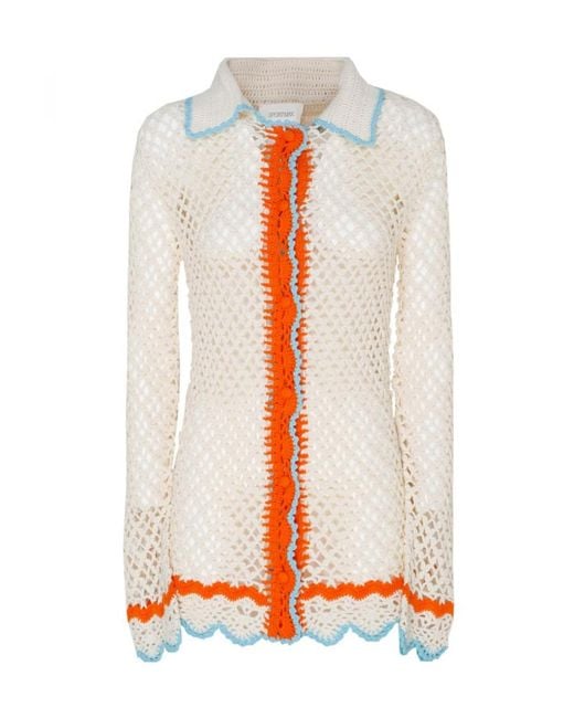 Sportmax White Crochet Effect Knitted Shirt