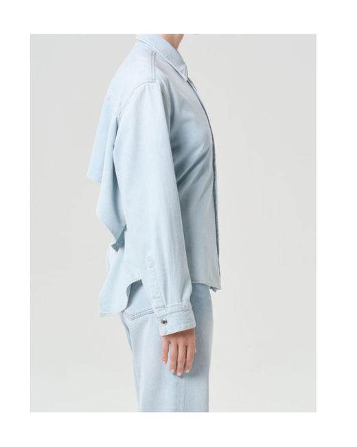 Agolde Gray Long-Sleeved Buttoned Denim Shirt