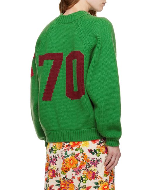KENZO Green 'Varsity' Merino Wool Jumper