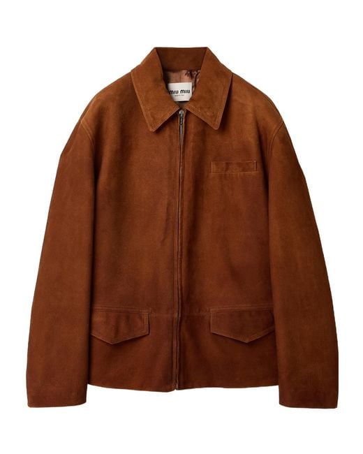 Miu Miu Brown Waxed Suede Jacket