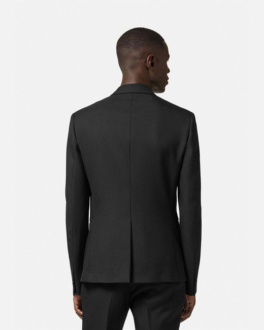 Versace Black Double-Breasted Tailored Blazer for men