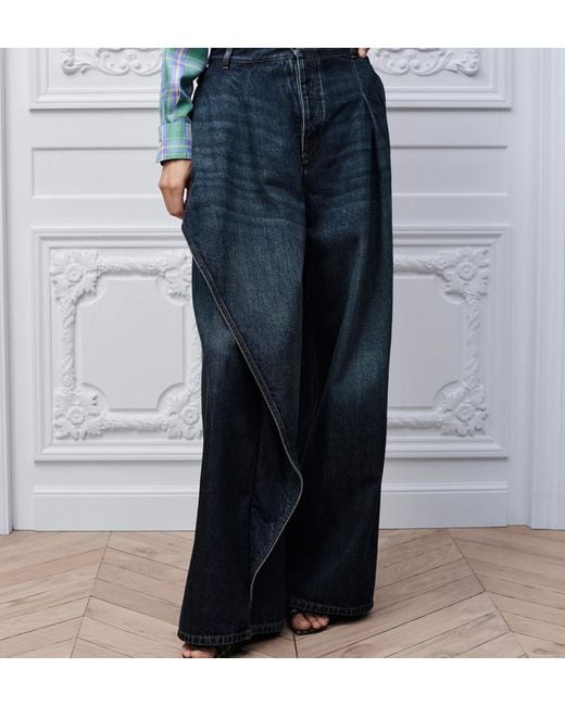 Dior Blue Draped Flared Jeans