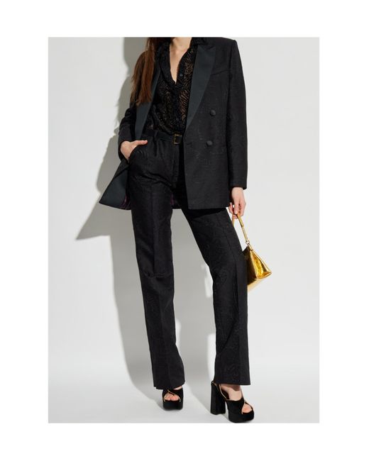 Etro Black Paisley Jacquard Straight-Leg Tailored Trousers