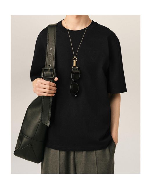 AMI Black Ami Ami De Coeur Short-Sleeved Crewneck T-Shirt for men
