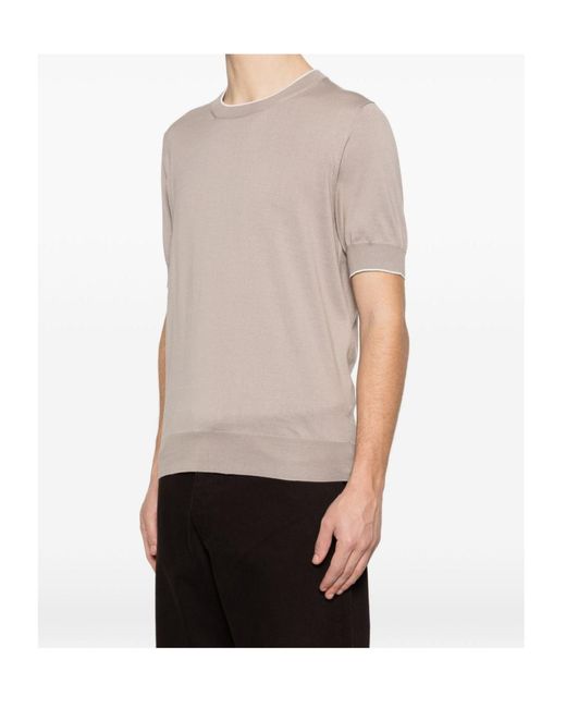 Brunello Cucinelli White Short Sleeve Crewneck T-Shirt for men