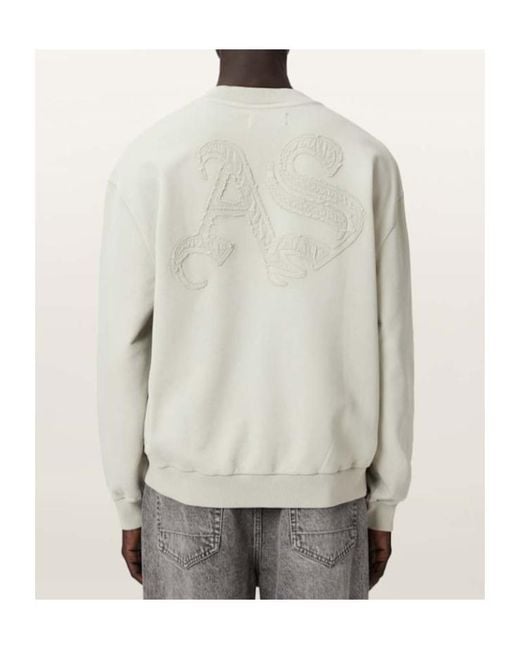 AllSaints White Insignia Crew Neck Cotton Sweatshirt for men