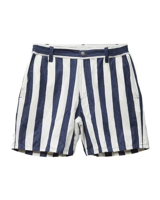 Versace Blue Striped Tailored Shorts for men