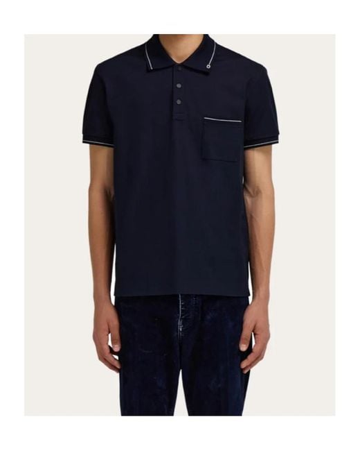 Ferragamo Blue Gancini Polo Shirt for men