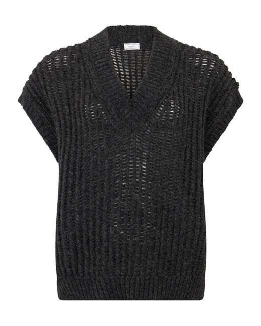 Peserico Black Open-Knit V-Neck Knitted Top