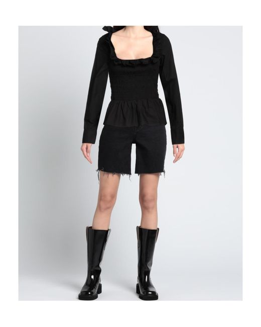 Ganni Black Pleated Top