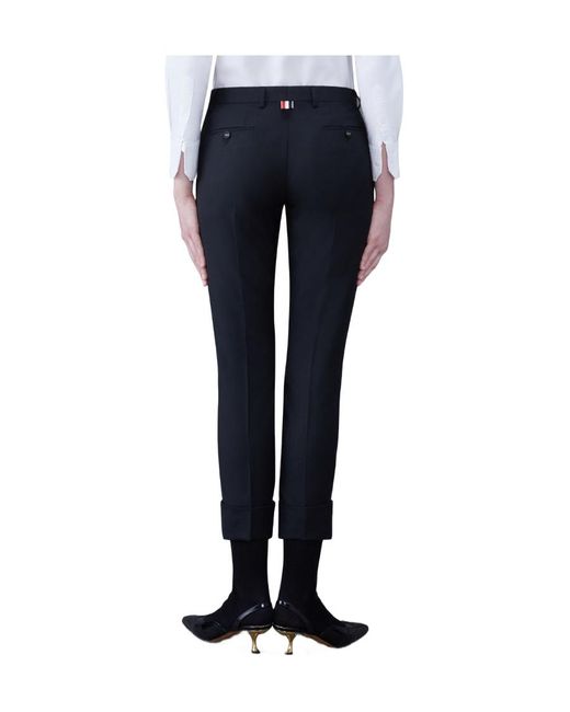 Thom Browne Blue Turn-Up Hem Cropped Tailored Pants
