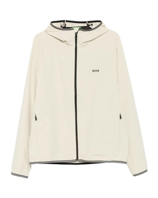 Boss Natural Logo-Motif Hooded Jacket for men