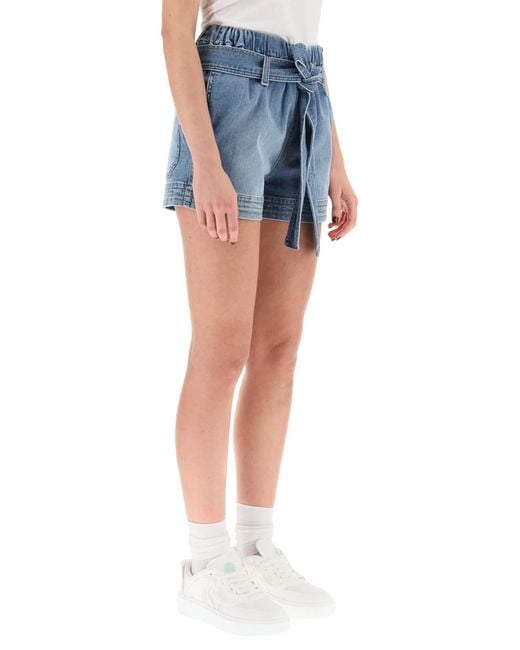 Stella McCartney Blue Belted Denim Shorts