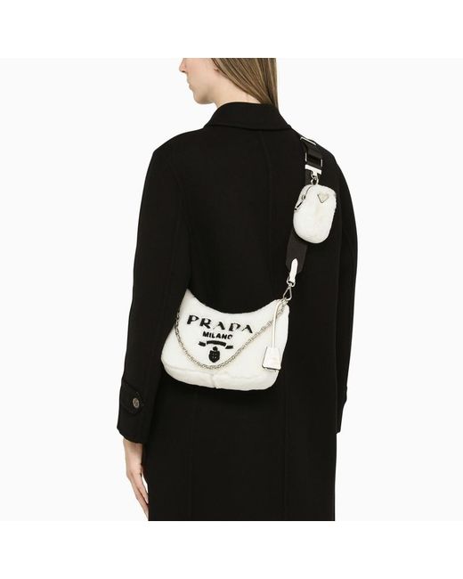 Prada White Re-Edition 2005 Mini Logo Three-In-One Shoulder Bag