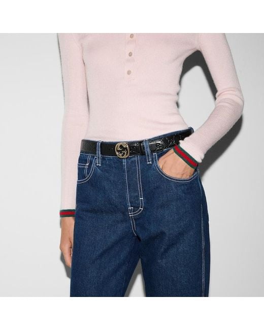 Gucci Black Interlocking G Buckle Belt