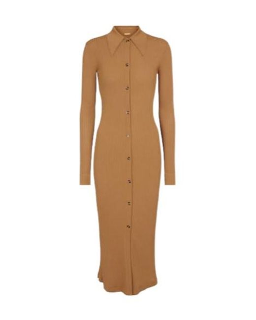 Dodo Bar Or Brown Ribbed-Knit Midi Dress