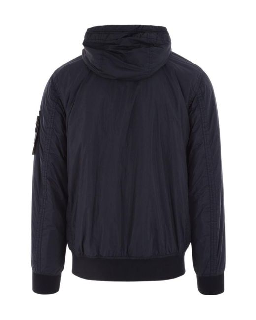 Stone Island Blue Logo Patch Hooded Track Jacket for men