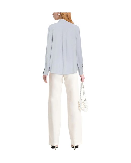 Chloé Blue Embroidered Solid-Color Shir