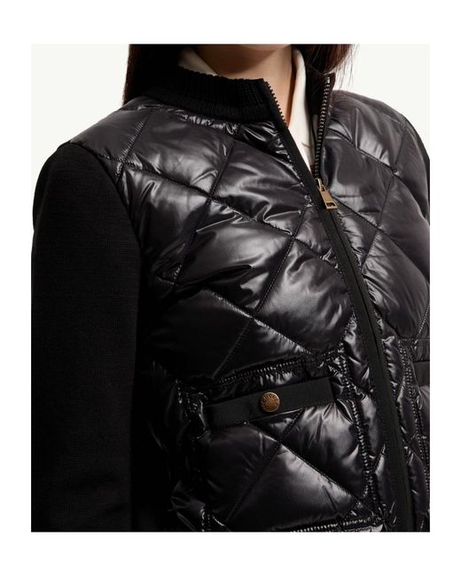 Moncler Black Logo Patch Zip-Up Quilted Cardigan