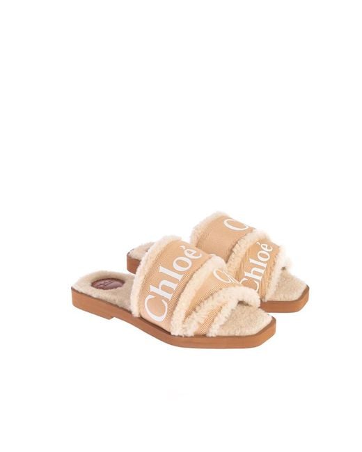 Chloé Natural Woody Flt Sndl Lgo Strps Tnl Shrln