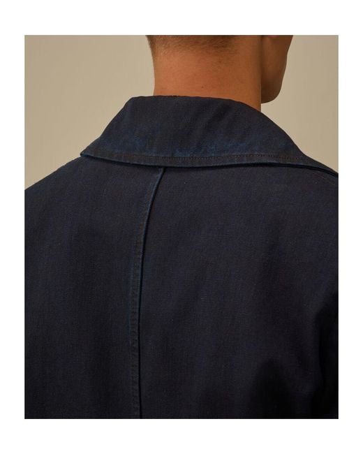 C.P. Company 3/4 Plated Denim Pea Coat in Black for Men | Lyst