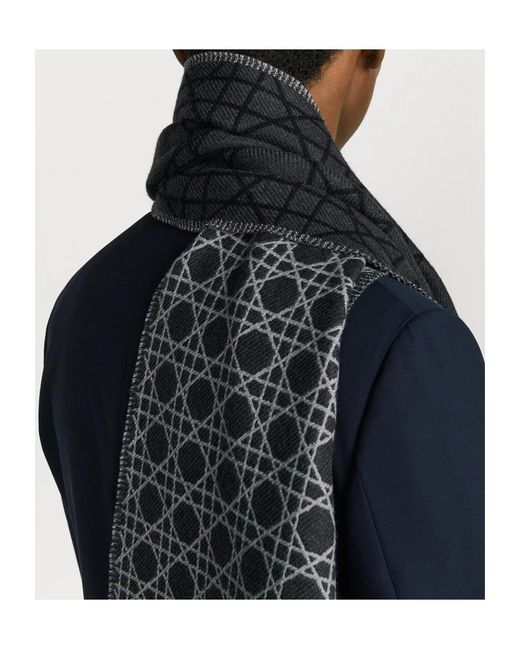 Dior Black Striped Cannage Scarf for men