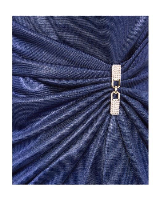 Ralph Lauren Blue Lauren Metallic Effect Draped Embellished Dress