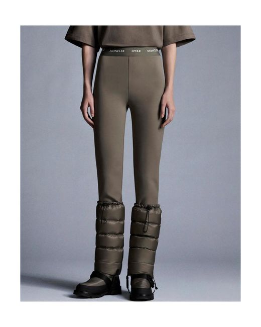 Moncler Green Logo High-Rise Tights