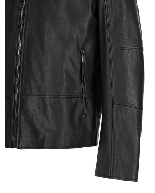 Boss Black Hugo Stand-Collar Leather Jacket for men