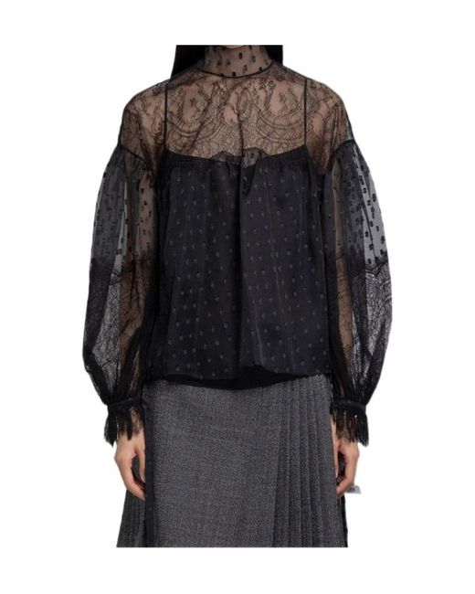 Dior Black Lace Long-Sleeved Blouse