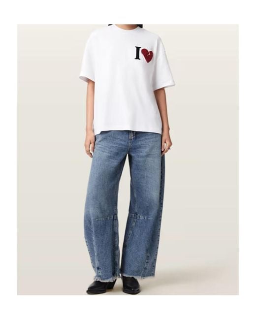 AllSaints White Heart Etta Oversized T-Shirt