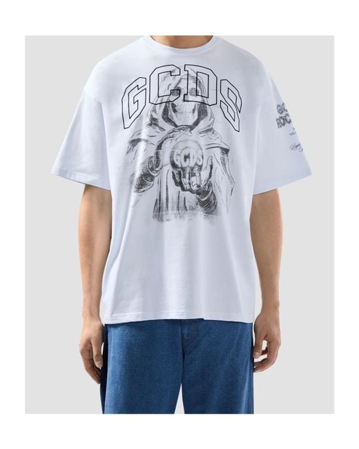 Gcds White Logo-Print T-Shirt for men