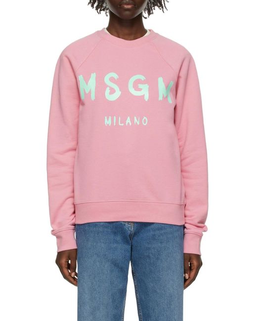 MSGM Pink Logo-Print Sweatshirt
