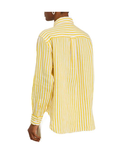 Polo Ralph Lauren Yellow Striped Linen And Cotton-Blend Shirt