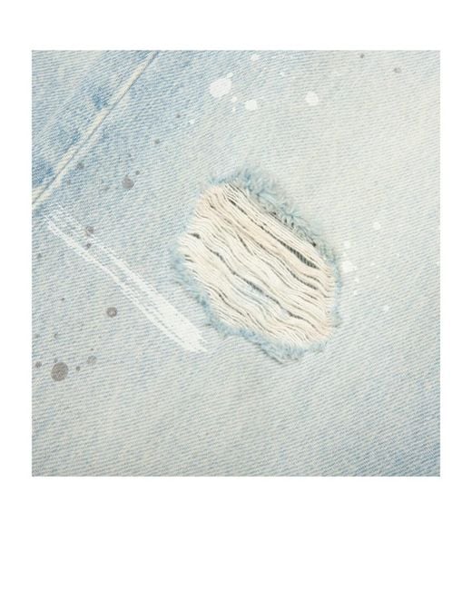 Represent Blue Coastal Painted Distressed Jeans for men